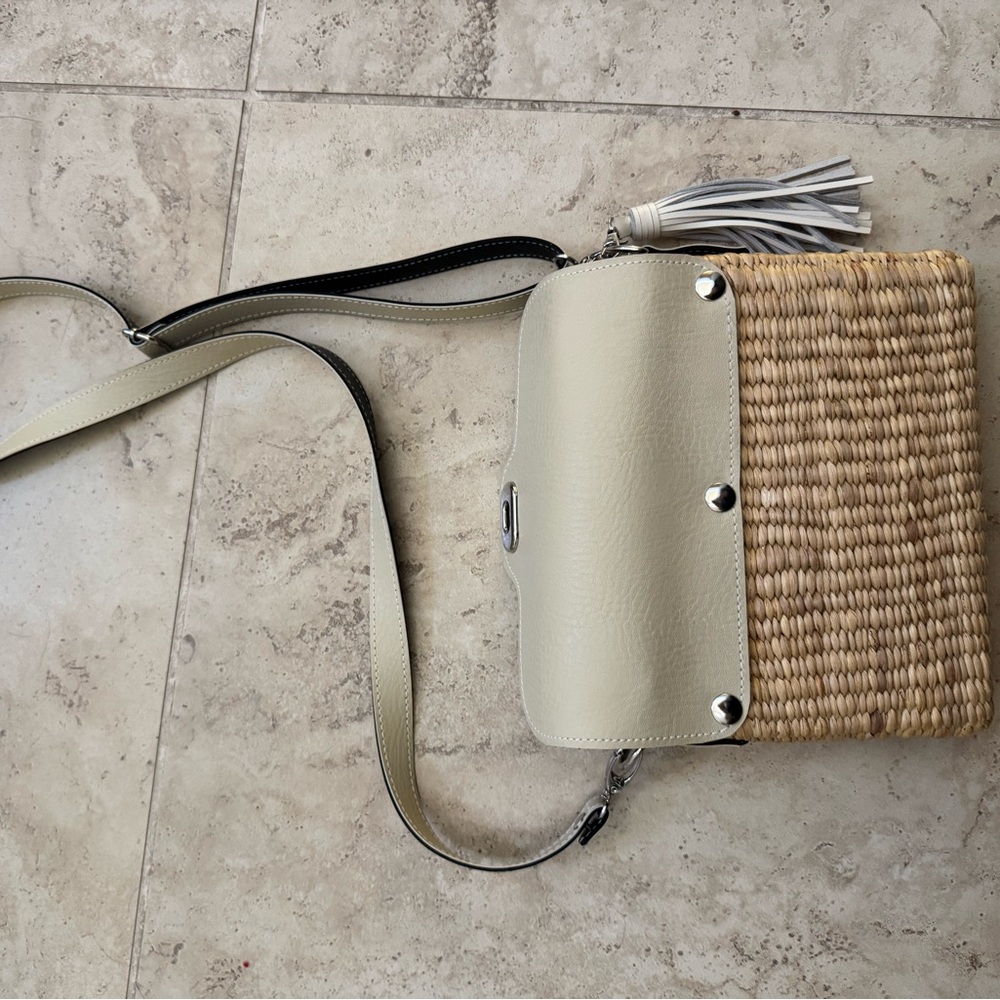 Elegant Cream and Tan Woven Crossbody Bag, Sea & Grass Bags - Picture 3 of 4